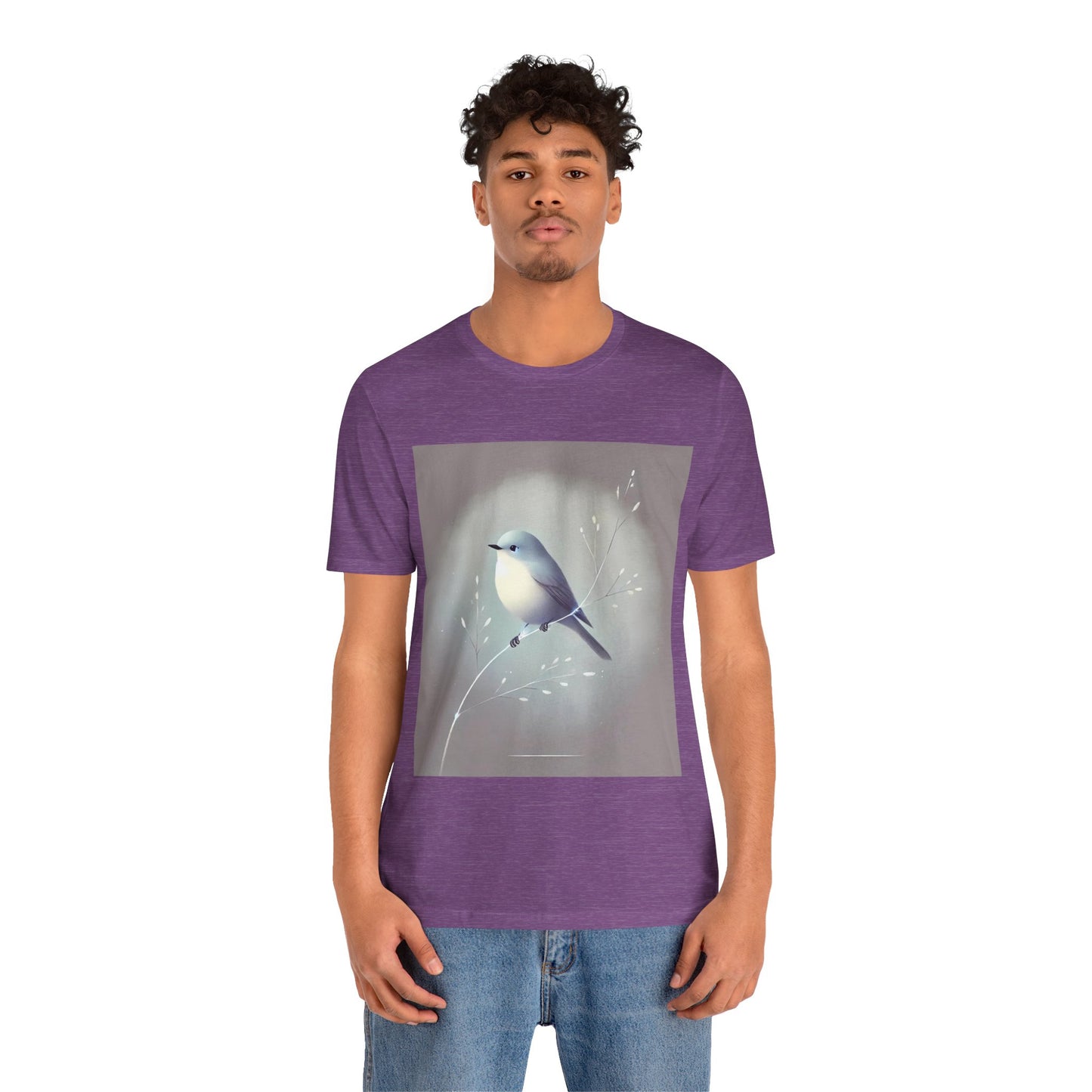 Serene Bird on Branch: Minimalistic Nature Design