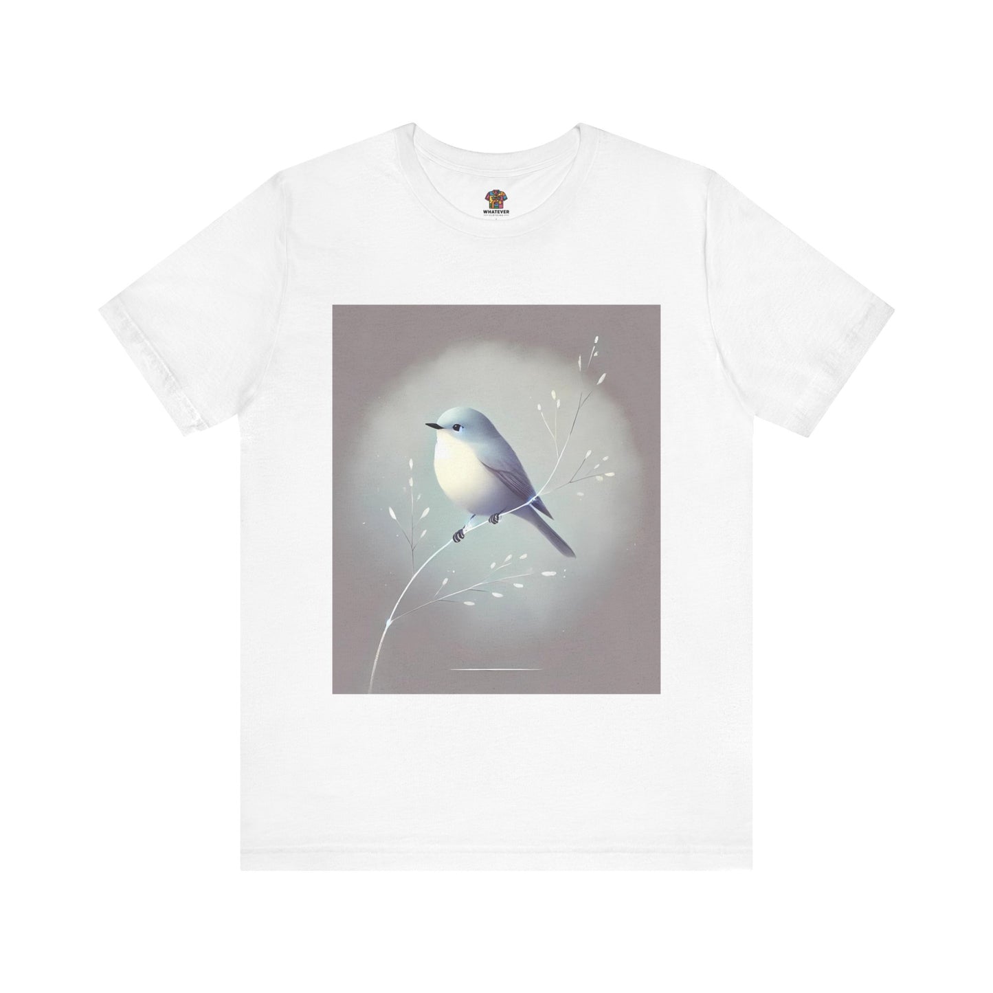 Serene Bird on Branch: Minimalistic Nature Design