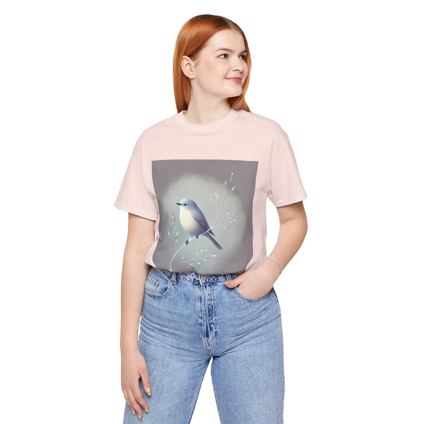 Serene Bird on Branch: Minimalistic Nature Design