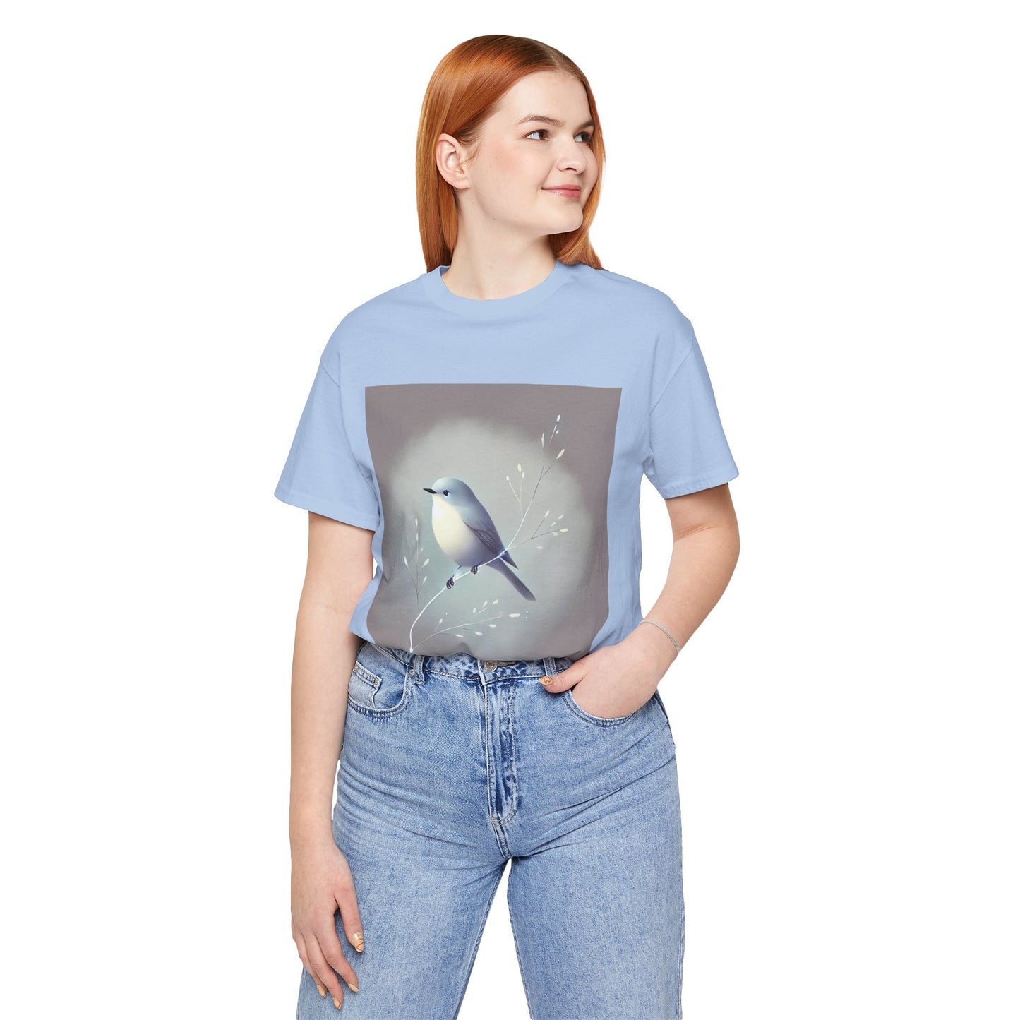 Serene Bird on Branch: Minimalistic Nature Design
