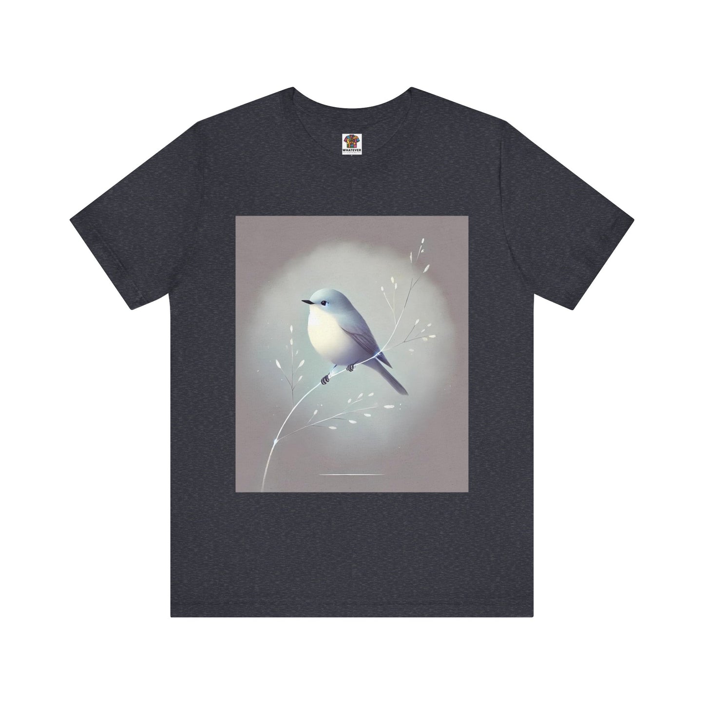 Serene Bird on Branch: Minimalistic Nature Design