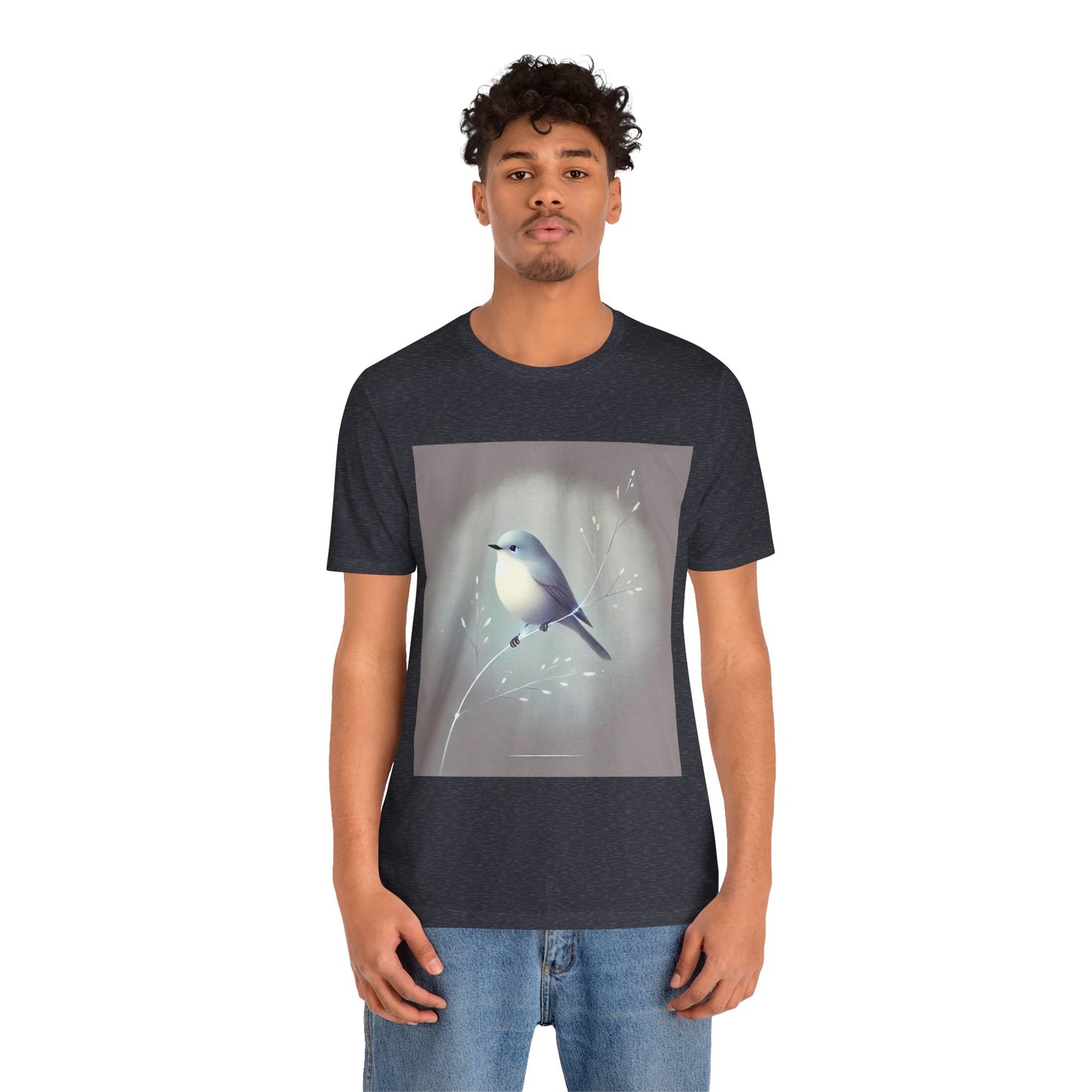 Serene Bird on Branch: Minimalistic Nature Design