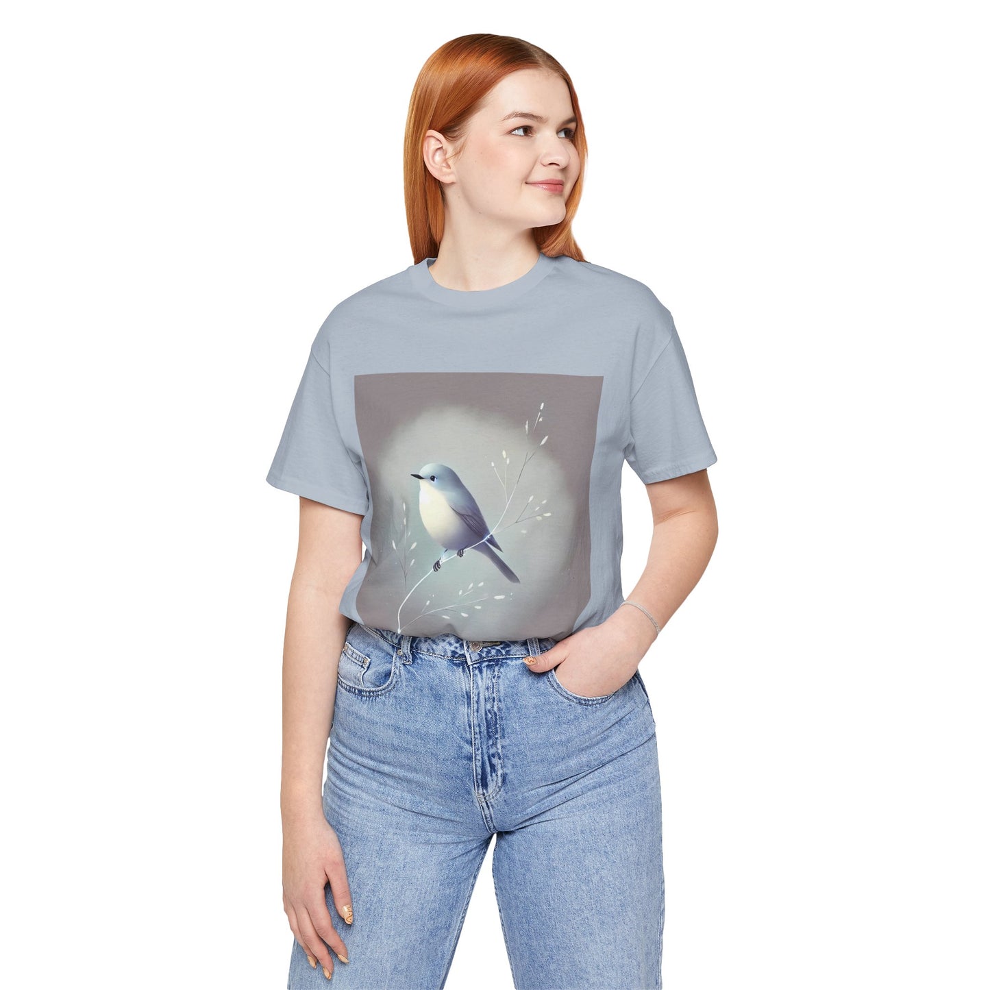 Serene Bird on Branch: Minimalistic Nature Design