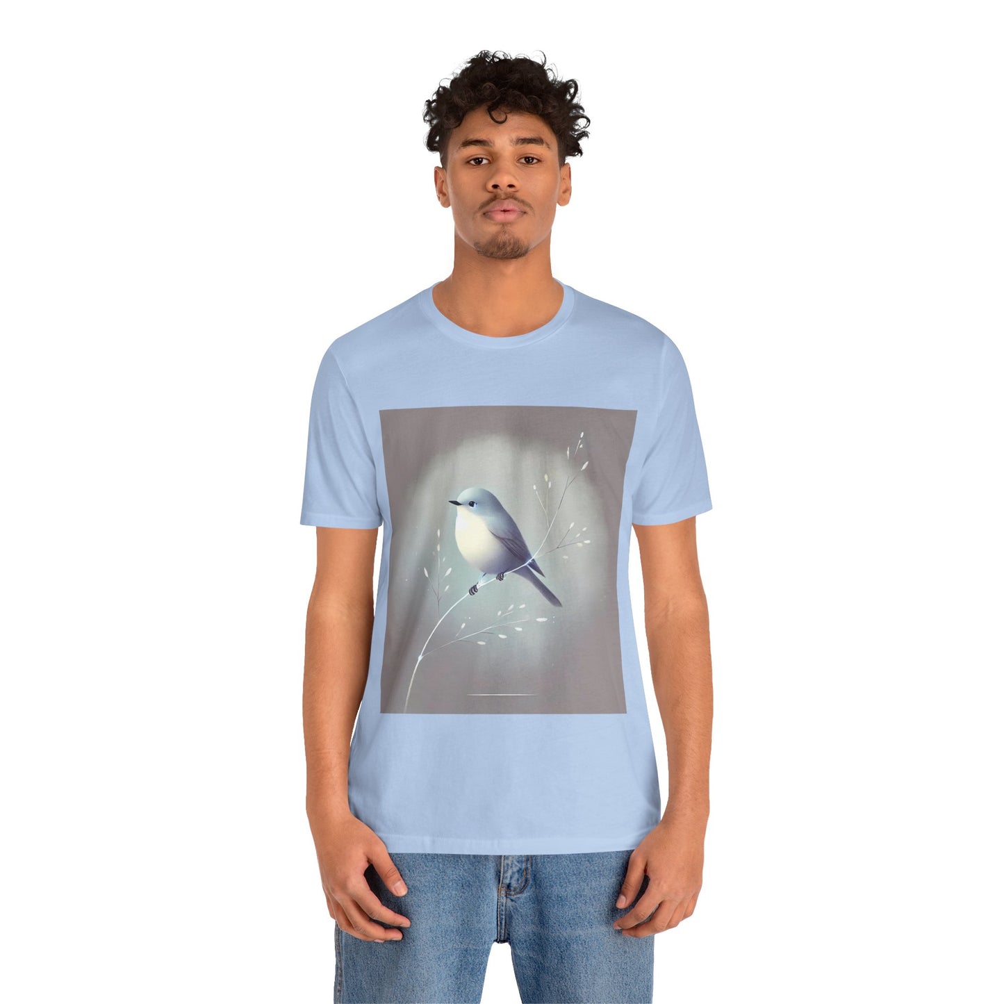 Serene Bird on Branch: Minimalistic Nature Design