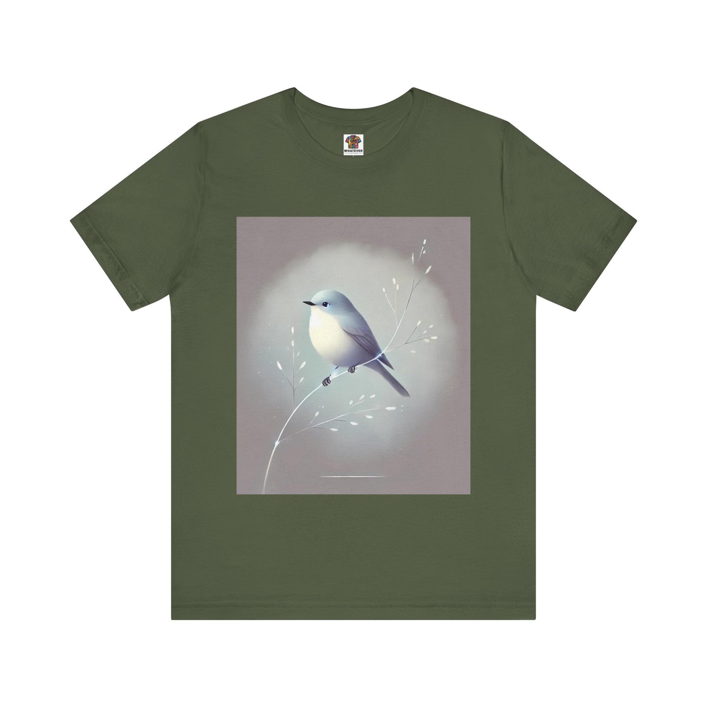 Serene Bird on Branch: Minimalistic Nature Design