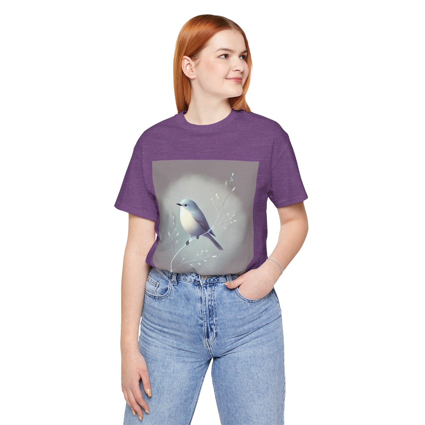 Serene Bird on Branch: Minimalistic Nature Design