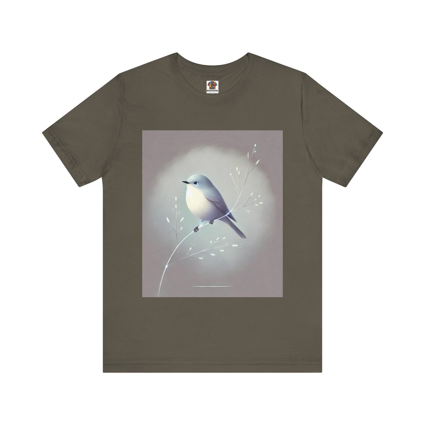 Serene Bird on Branch: Minimalistic Nature Design