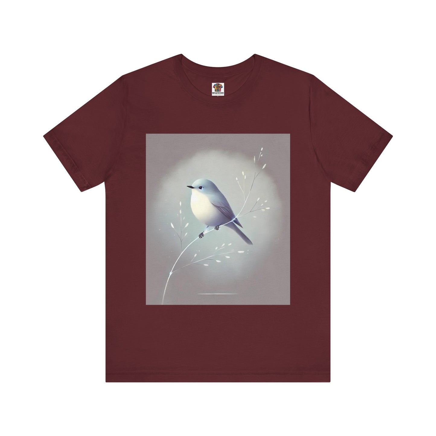 Serene Bird on Branch: Minimalistic Nature Design