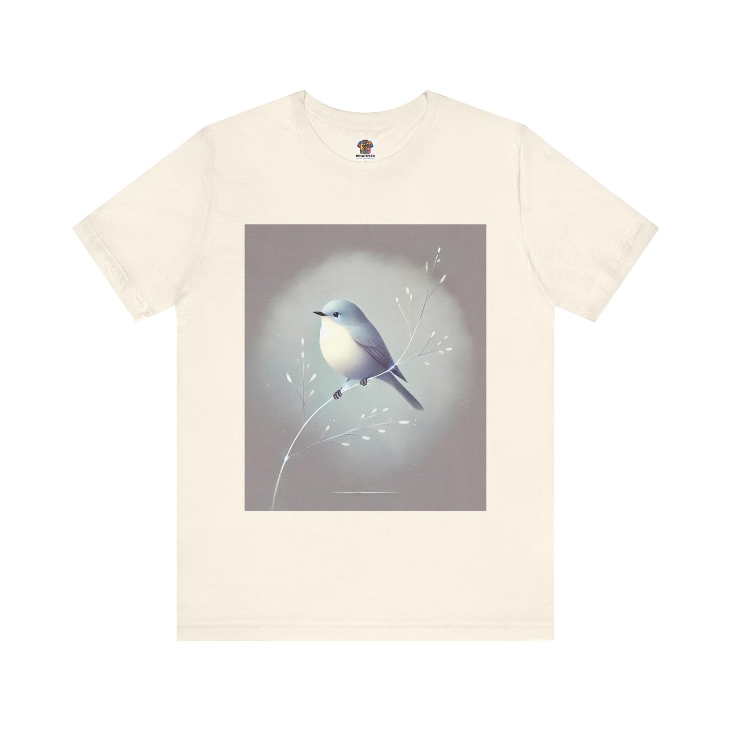 Serene Bird on Branch: Minimalistic Nature Design