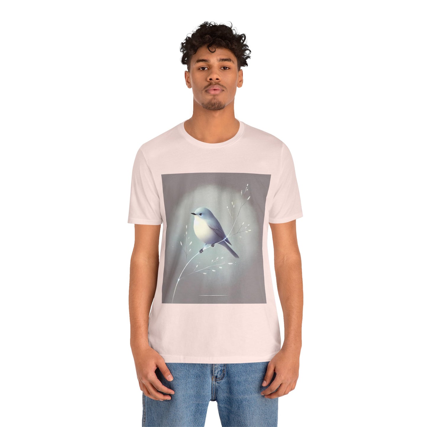 Serene Bird on Branch: Minimalistic Nature Design