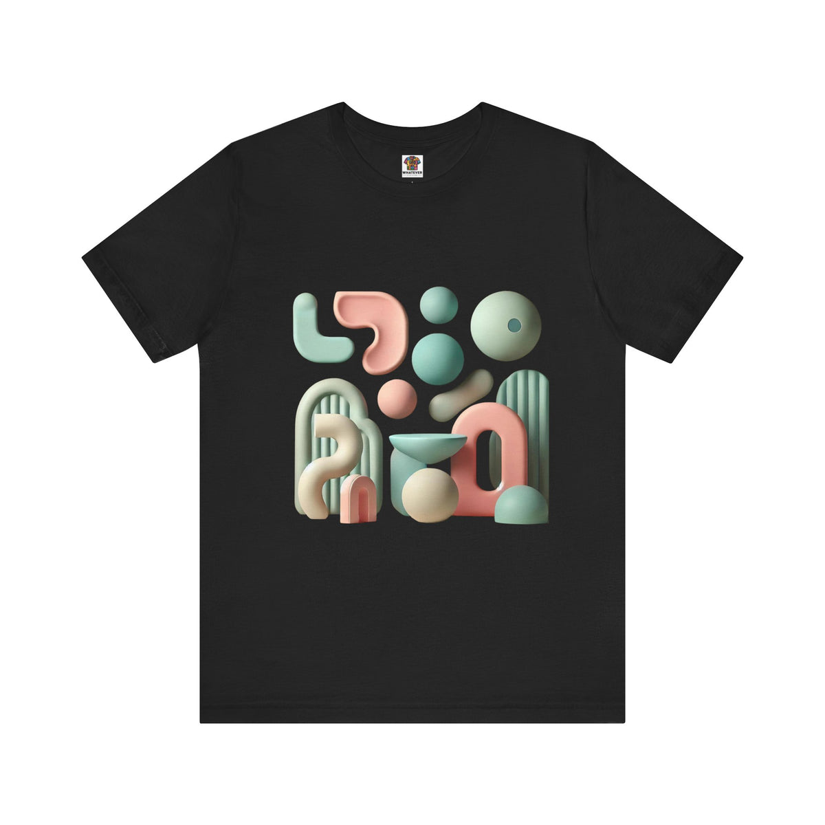 Graphic tee with playful surreal pastel shapes