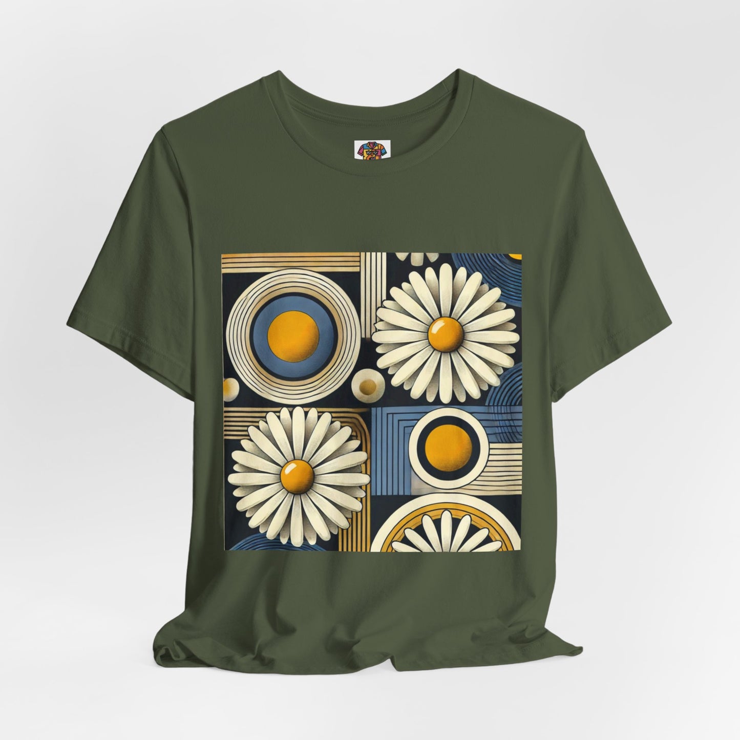 Geometric Daisy Pattern: Retro Pop-Art