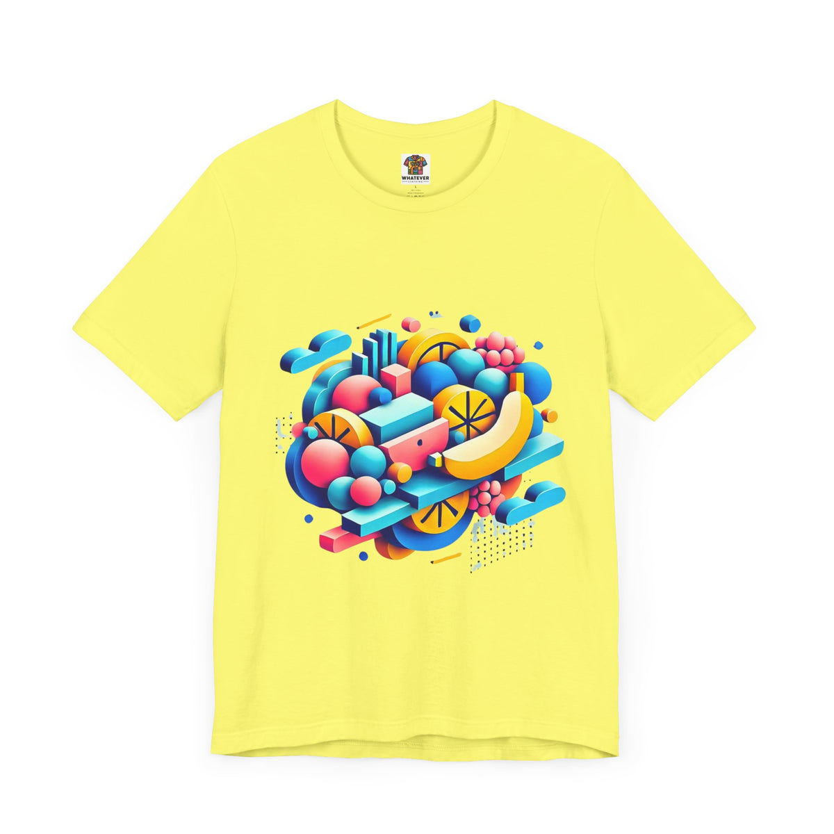 Graphic tee with a surreal fruit split into floating sections